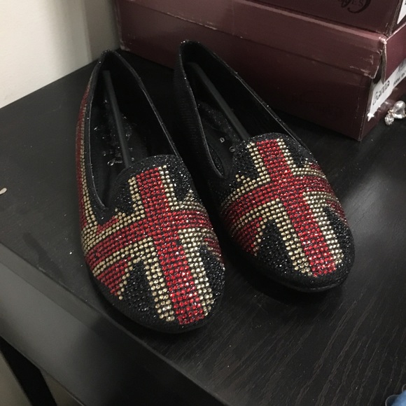 Black Union Jack British Flag slip ons shoes NEW - Picture 4 of 5
